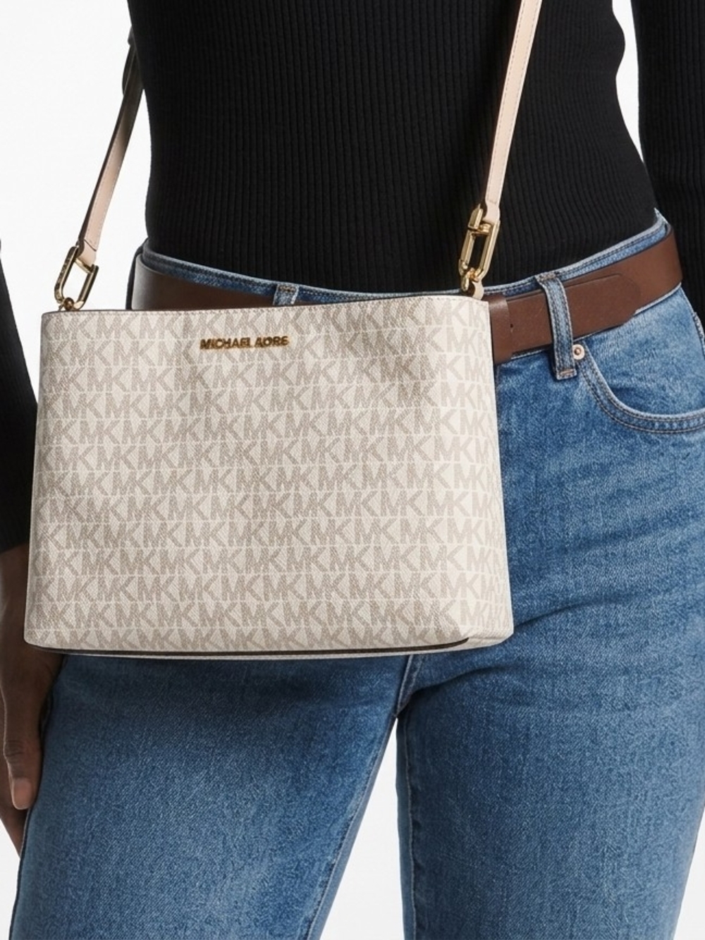 Michael Kors Beige Logo Crossbody Bag